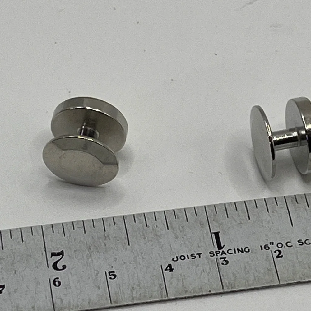 Mens Silver Tone Cufflinks Yellow Enamel Engraved Formal Dress
